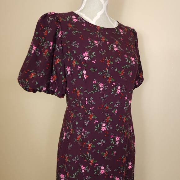Old Navy Floral Maxi Dress Puff Sleeve Slit Boho Whimsigoth Witchy Medium Petite - Picture 10 of 16